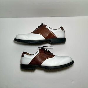 Vintage FootJoy White & Brown Leather Golf Shoes Men’s 9